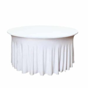 Nappe Juponnée Ronde Blanche en Lycra - 152cm