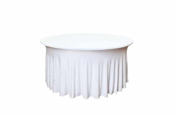 Nappe Juponnée Ronde Blanche en Lycra - 152cm