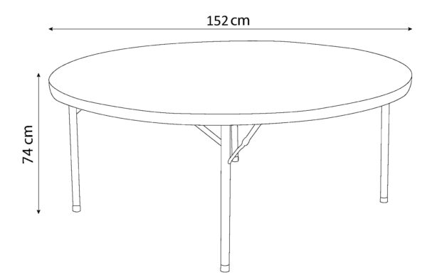 Table ronde plateau pliante - 152cm